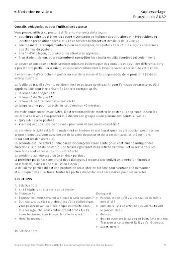 S'orienter en ville – Arbeitsblatt Wegbeschreibung