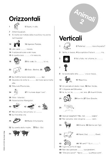 Das Kreuzworträtsel Animali