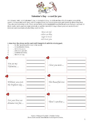 Valentine's Day – a card for you