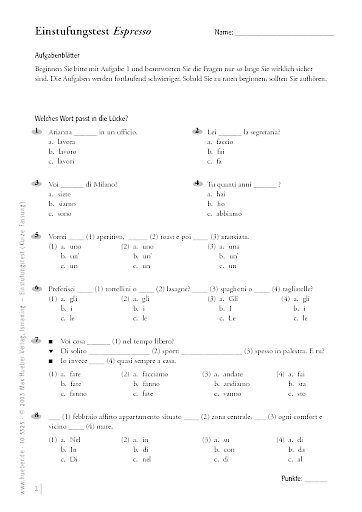 Aufgaben- und Antwortblätter (Kurzfassung)