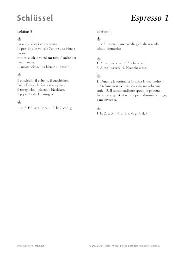 Lösungsschlüssel zum Arbeitsblatt Lektion 3 und 4