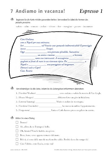 Arbeitsblätter zu den Lektionen 7 und 8