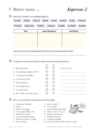 Arbeitsblätter zu den Lektionen 7 und 8