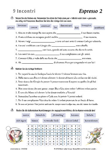Arbeitsblätter zu den Lektionen 9 und 10