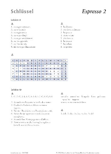 Lösungsschlüssel zum Arbeitsblatt Lektion 9 und 10