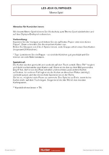 Les Jeux OlympiquesMemospiel