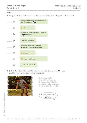 Arbeitsblatt zu Video 5: ¿Cómo llego?