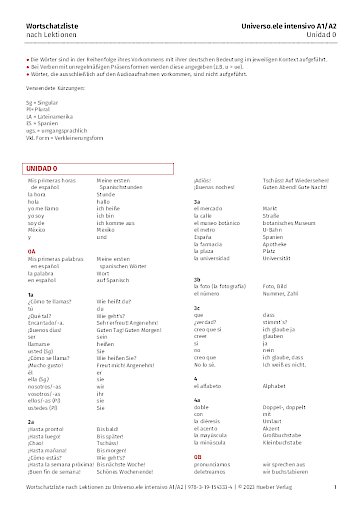 Wortschatzliste nach Lektionen
