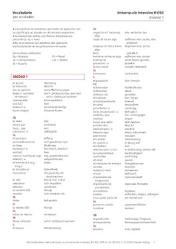 Wortschatzliste nach Lektionen