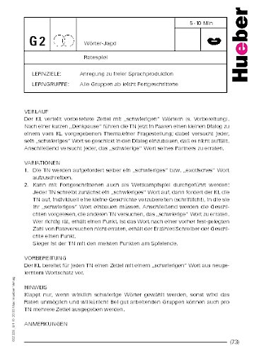 Wörter-Jagd - ein Ratespiel