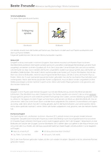Hinweise zur Kopiervorlage: Wortschatzkarten