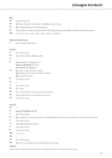 L&ouml;sungsschl&uuml;ssel Kursbuch