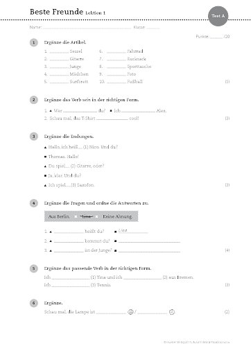 Tests (in Version A und B)