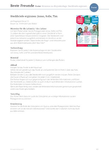 Steckbriefe erg&auml;nzen: Jonas, Sofie, Tim