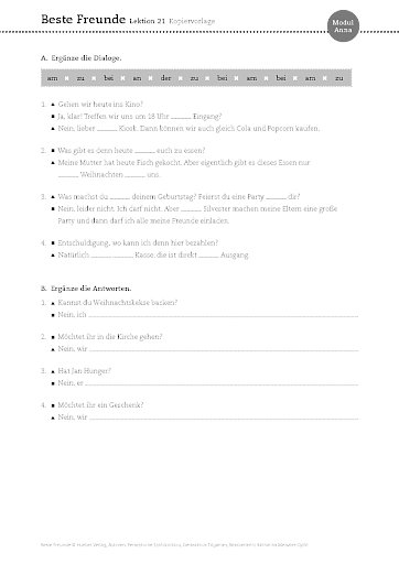 Kopiervorlage Lektion 21