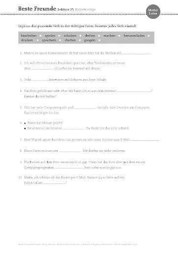 Kopiervorlage Lektion 25