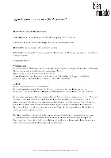 Zu Lektion 5: ¿Qué te parece un picnic el fin de semana?