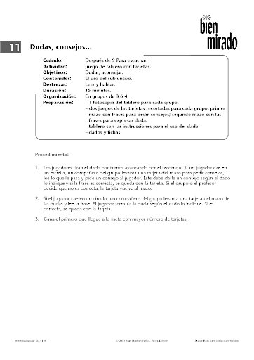 Zu Lektion 11: Dudas, consejos...