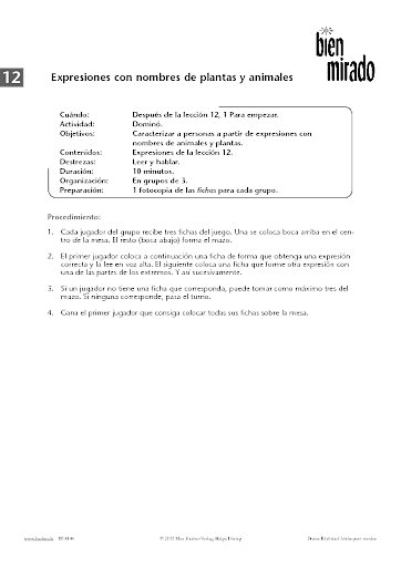 Zu Lektion 12: Expresiones con nombres de plantas y animales