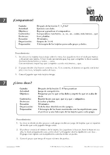 Zu Lektion 7: ¡Comparemos! / ¿Cómo dices?