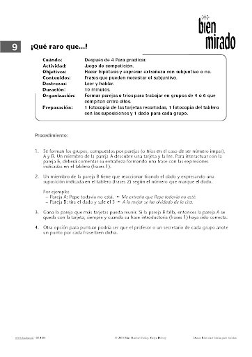 Zu Lektion 9: ¡Qué raro que...!