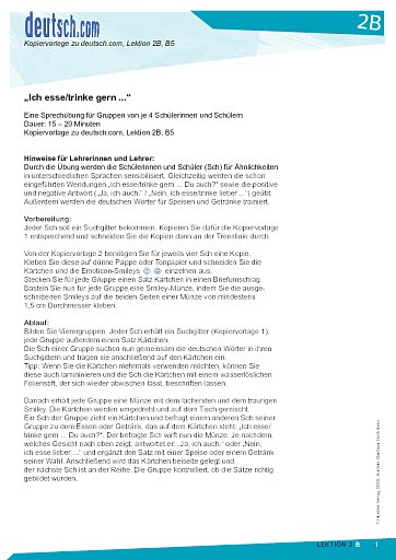 „Ich esse/trinke gern ...“