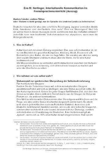 Interkulturelle Kommunikation im Fremdsprachenunterricht